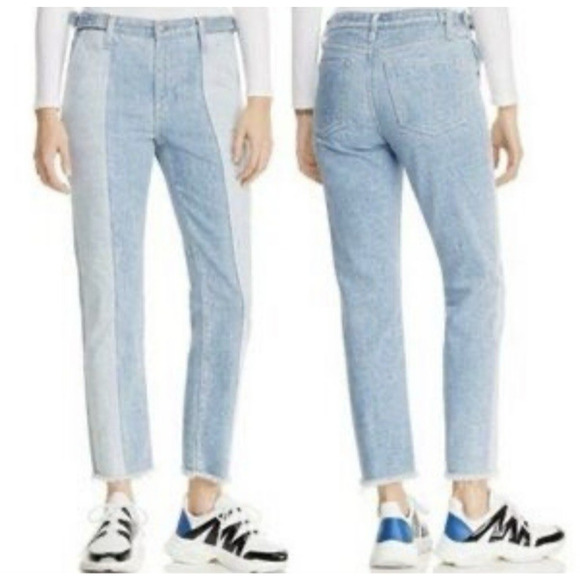 AG Adriano Goldschmied Jeans Two Tone High Rise Straight Crop 25 26x26 Isabelle - Picture 10 of 12